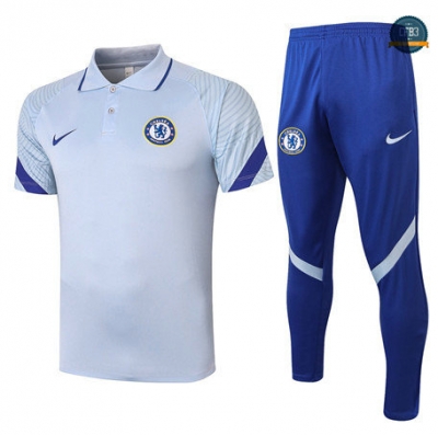 Cfb3 Camiseta Entrenamiento Chelsea Polo + Pantalones Gris claro 2020/2021
