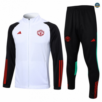 Nuevas Cfb3 Chaqueta Chándal Niño Manchester United Equipación Blanco 2023/2024