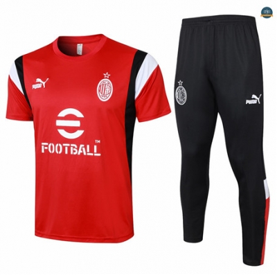Nuevas Cfb3 Camiseta Entrenamiento AC Milan + Pantalones Equipación Rojo 2023/2024