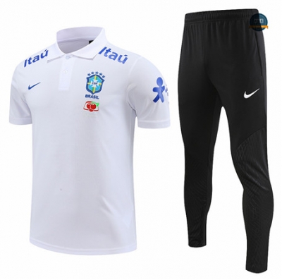Comprar Cfb3 Camiseta Entrenamiento Brasil Polo + Pantalones Equipación Blanco 2022/2023