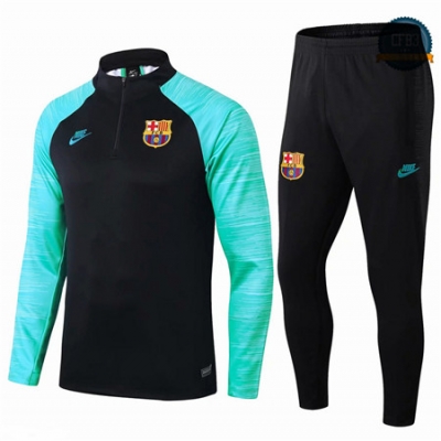 Cfb3 Camisetas D028 Chandal Barcelona Negro/Azul Verde 2019/2020 Cremallera Mitad