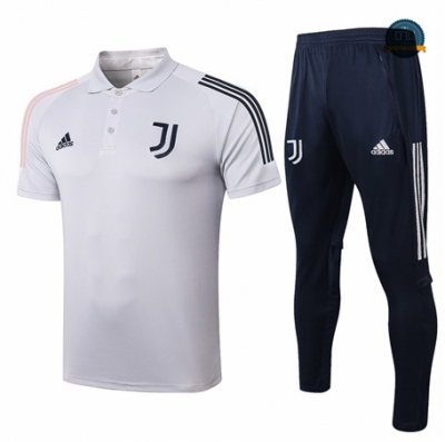 Cfb3 Camiseta Entrenamiento Juventus POLO + Pantalones Equipación Gris Claro 2020/2021