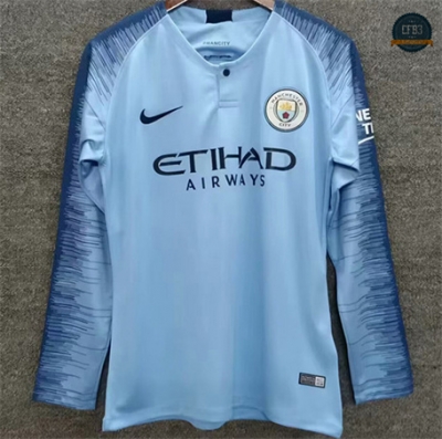 Cfb3 Camiseta futbol Retro 2019 Manchester City 1ª Equipación Manga Larga