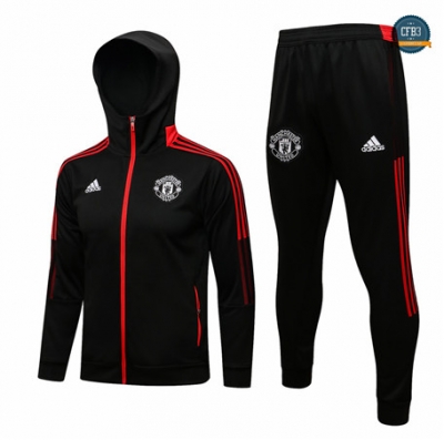 Cfb3 Chaqueta Chandal Manchester United Equipación Sombrero Negro/Rojo 2021/2022