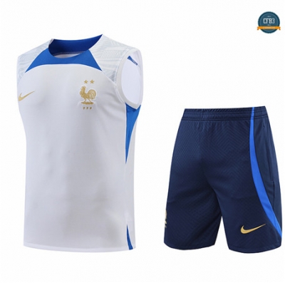 Cfb3 Camiseta Francia Chaleco Pantalones Equipación Blanco/Azul Profundo 2022/2023 C502