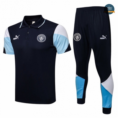 Cfb3 Camiseta Entrenamiento Polo Manchester City + Pantalones Equipación Azul Oscuro 2021/2022