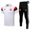 Cfb3 Camiseta Manchester United POLO + Pantalones Equipación Blanco/Negro/Rojo 2021/2022