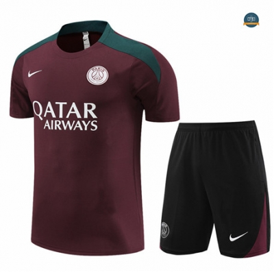 Cfb3 Camisetas Entrenamiento Paris Saint Germain + Pantalón Corto Equipación rojo granate 2024/2025