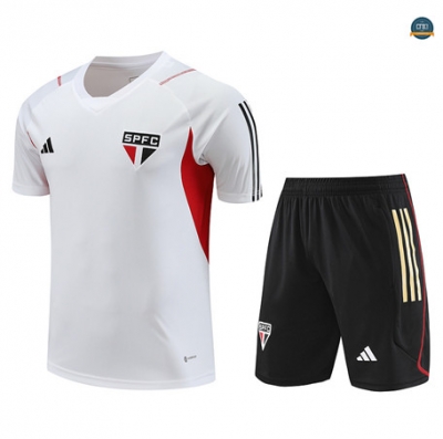 Diseñar Cfb3 Camiseta Entrenamiento Sao Paulo + Pantalones Cortos Equipación Blanco 2023/2024 baratas