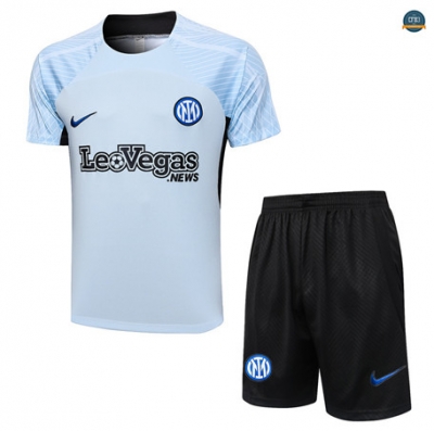 Nuevas Cfb3 Camiseta Entrenamiento Inter Milan + Pantalones Cortos Equipación Gris Claro 2023/2024