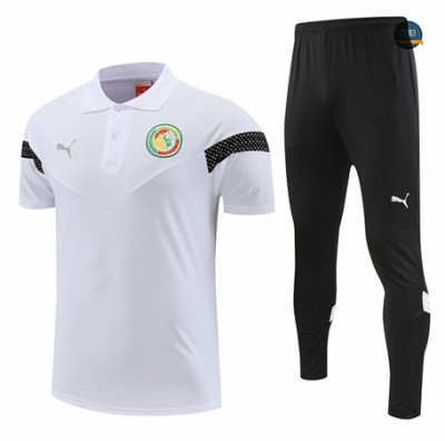 Venta Cfb3 Camiseta Entrenamiento Senegal Polo + Pantalones Equipación Blanco 2022/2023