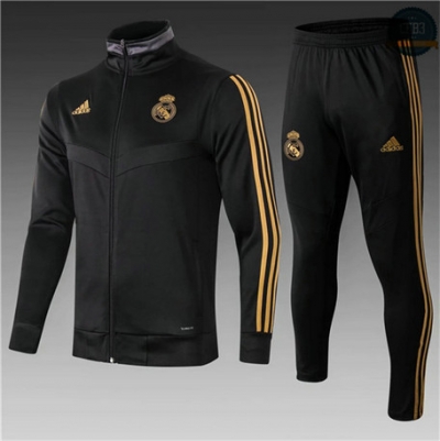 Cfb3 D63 Chaqueta Chándal Real Madrid Niños Negro 2019/2020 Cuello Alto