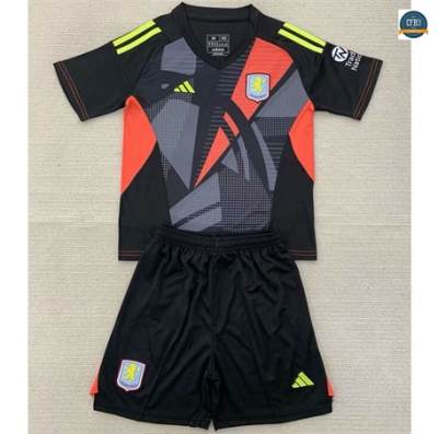 Cfb3 Camiseta futbol Aston Villa Niños Equipación Portero Negro 2024/2025