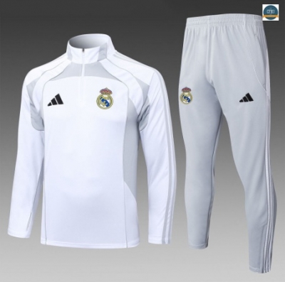 Diseño Chándal Fútbol Real Madrid Enfant Equipación Blanco/Gris 2025/2026