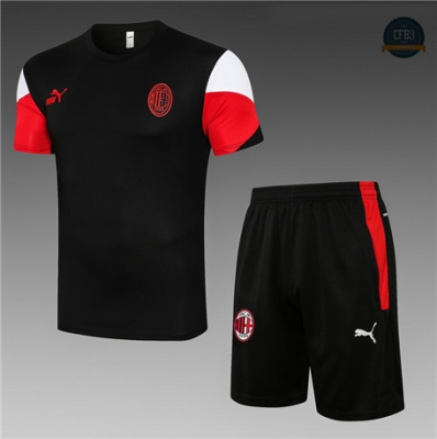 Cfb3 Camisetas Entrenamiento AC Milan + Pantalones Negro Equipación 2021/2022