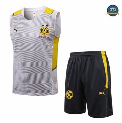 Cfb3 Camisetas Entrenamiento Borussia Dortmund Debardeur + Pantalones Equipación Blanco 2021/2022