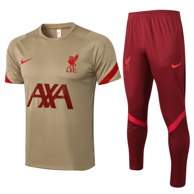 Cfb3 Camiseta Entrenamiento Liverpool + Pantalones Equipación Caqui 2021/2022