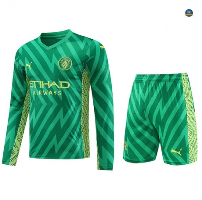 Nuevas Cfb3 Camiseta Entrenamiento Manchester City Manche Longue + Pantalones Cortos Equipación Verde 2023/2024 replicas