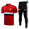 Cfb3 Camiseta Manchester United POLO + Pantalones Equipación Rojo/Negro/Blanco 2021/2022