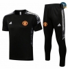 Cfb3 Camiseta Manchester United + Pantalones Equipación Liga de Campeones Negro/Blanco 2021/2022