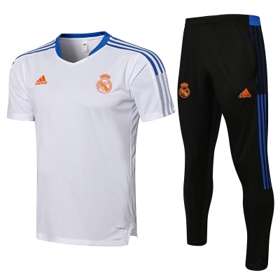 Cfb3 Camiseta Entrenamiento Real Madrid + Pantalones Equipación Blanco 2021/2022