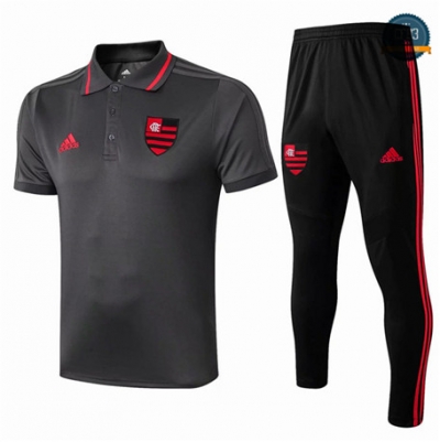 Camiseta Entrenamiento Q54 Flamenco RJ + Pantalones Equipación POLO Gris oscuro/Negro 2019/2020