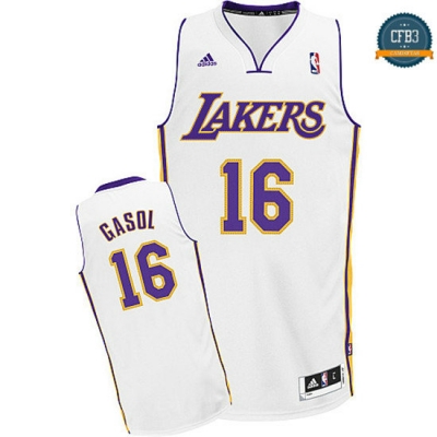 cfb3 camisetas Pau Gasol, Los Angeles Lakers [Blanca]