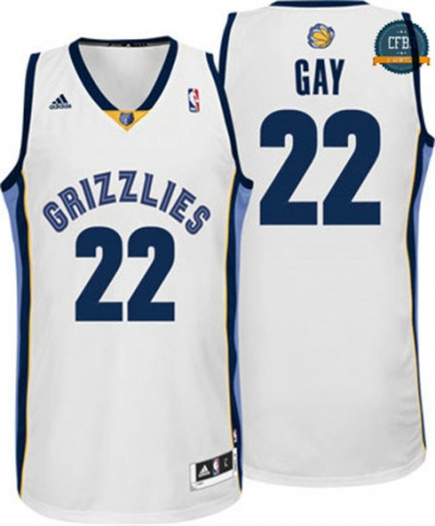 cfb3 camisetas Rudy Gay, Memphis Grizzlies [Blanca]