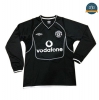 Camisetas 2000-2002 Manchester United Equipación Manga Larga Negro