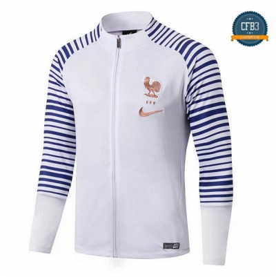 Cfb3 Camisetas Chaqueta Sudadera Francia Blanco/Azul 2019/2020 Cuello Redondo