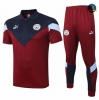Cfb3 Camiseta Manchester City POLO + Pantalones Rojo Oscuro/Azul Oscuro 2020/2021
