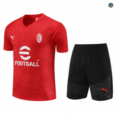 Nuevas Cfb3 Camiseta Entrenamiento Niño AC Milan + Pantalones Cortos Equipación Rojo 2023/2024
