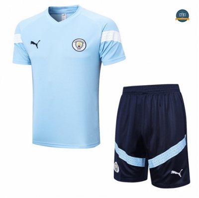 Diseñar Cfb3 Camiseta Entrenamiento Manchester City + Pantalones Equipación Azul 2022/2023