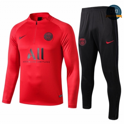 Cfb3 Camisetas D051 Chandal PSG Rojo/Negro 2019/2020 Cremallera Mitad