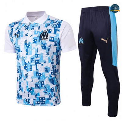 Cfb3 Camisetas Entrenamiento Marsella POLO + Pantalones Blanco/Azul 2020/2021