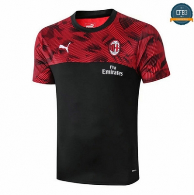 Cfb3 D228 Camiseta AC Milan Pre-Match Negro/Rojo 2019/2020