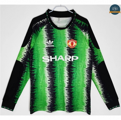 cfb3 camisetas Retro 1990-91 Manchester United Portero Manga larga