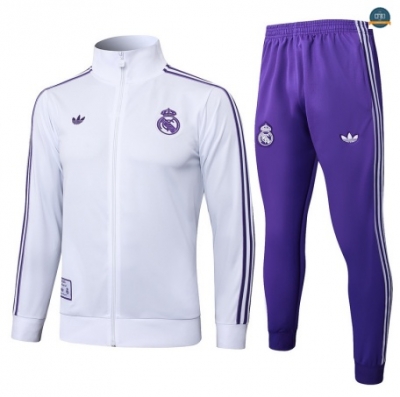 Nuevas Chaqueta Chándal Fútbol Real Madrid Equipación Blanco/Violeta 2025/2026
