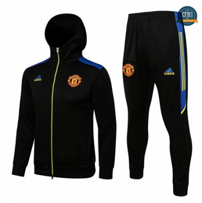 Cfb3 Chaqueta Chandal Manchester United Equipación Sombrero Liga de Campeones Negro 2021/2022