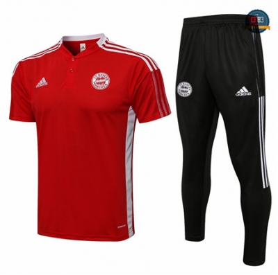Cfb3 Camiseta Entrenamiento Polo Bayern Munich + Pantalones Equipación Rojo 2021/2022