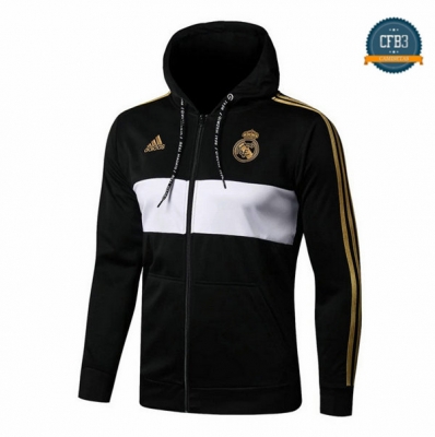 Cfb3 Camisetas Chaqueta Sudadera Real Madrid Negro/Blanco 2019/2020 Sombrero