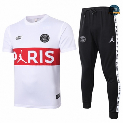 Cfb3 Camiseta PSG Jordan + Pantalones Blanco (Rojo Pris Logo) 2020/2021