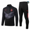 Cfb3 Camiseta Chaqueta Chándal AC Milan Equipación Negro/Gris 2022/2023 C263