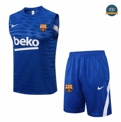 Cfb3 Camisetas Entrenamiento Barcelona Debardeur + Pantalones Equipación Azul 2021/2022