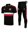 Cfb3 Camiseta Manchester United POLO + Pantalones Equipación Negro/Rojo/Blanco 2021/2022