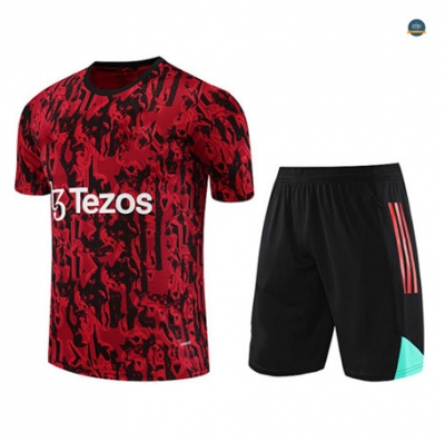 Outlet Cfb3 Camiseta Entrenamiento Manchester United + Pantalones Cortos Equipación Rojo 2023/2024 tienda