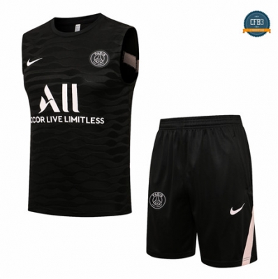 Cfb3 Camisetas Entrenamiento PSG Debardeur + Pantalones Equipación Negro 2021/2022