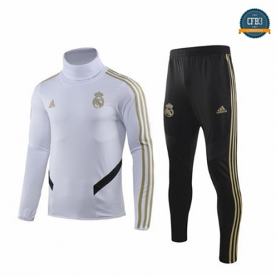 Chándal Q14 Real Madrid Equipación Blanco/Negro 2019/2020 Cuello Alto