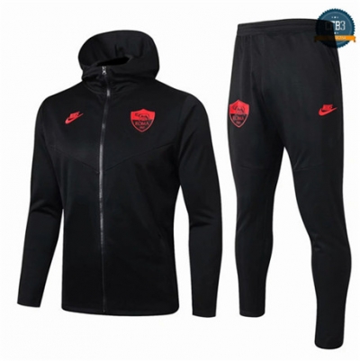 Cfb3 Sudadera con capucha - Chaqueta Chandal AS Roma Negro 2019/2020