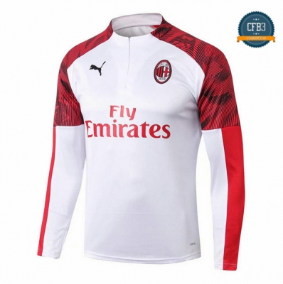 Cfb3 Camisetas Sudadera Cremallera Mitad AC Milan Blanco 2019/2020